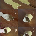 Start by cutting the leather strips into bow shapes, then curling and gluing the leather into bow form