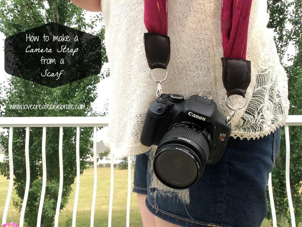 How to make a camera strap from a scarf.