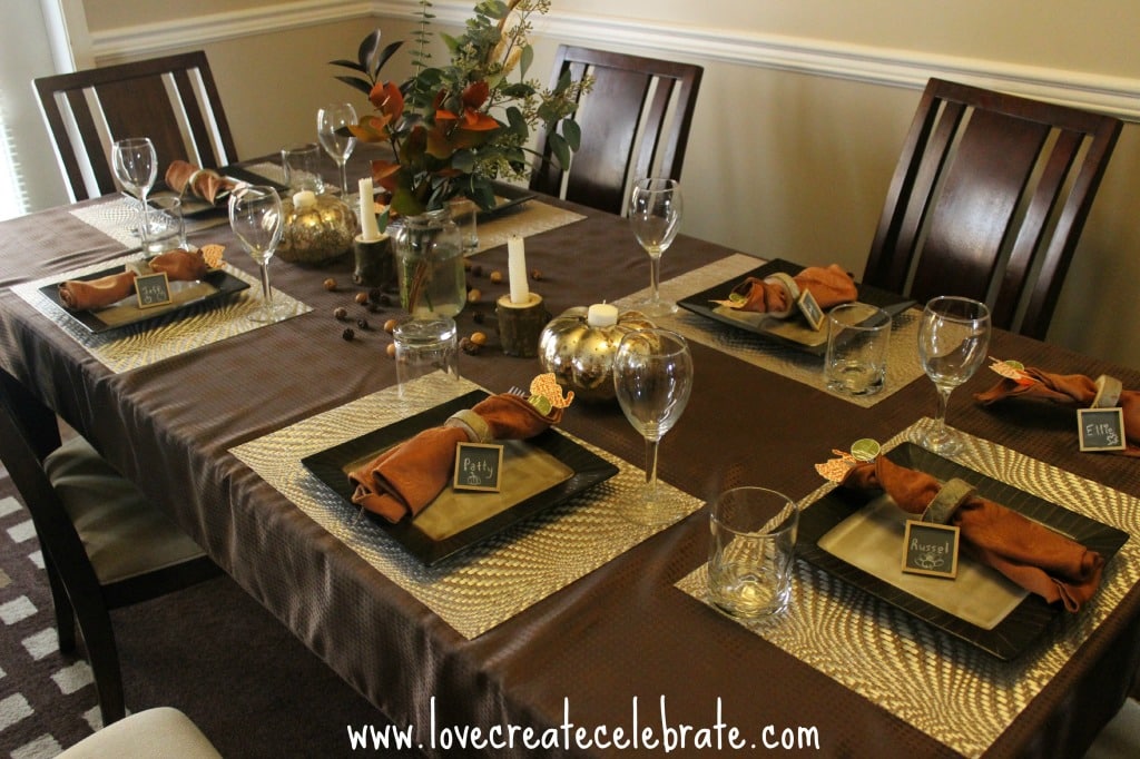 Wooden Napkin Rings on Thanksgiving tablescape