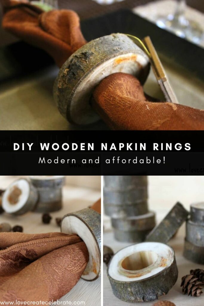 Wooden Napkin Rings with text overlay