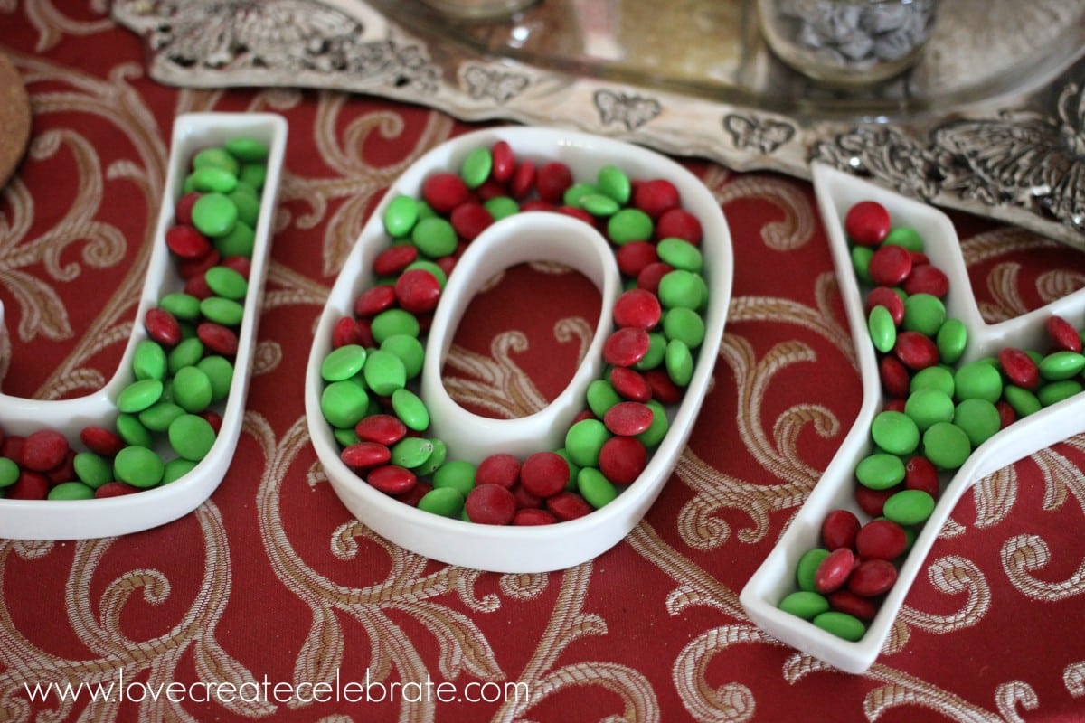 Festive chocolates in dishes