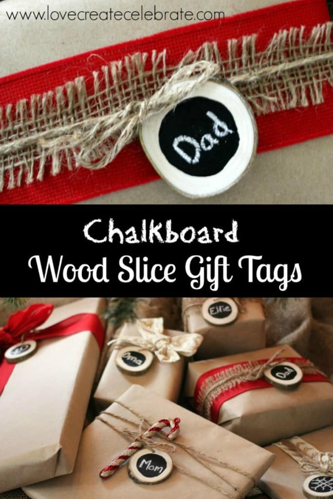 Chalkboard Wood Slice Gift Tags
