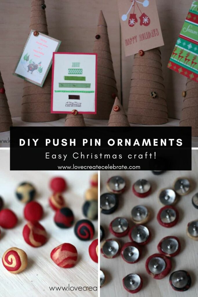 Push Pin Ornaments with text overlay