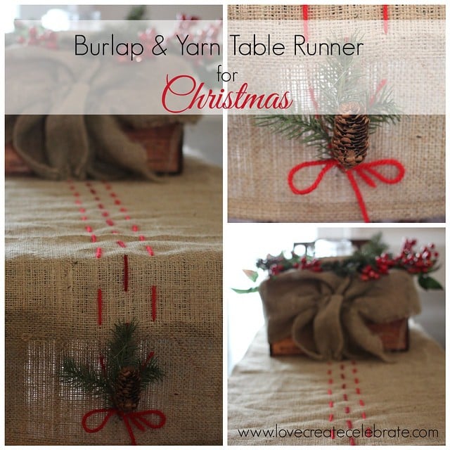 Burlap & yarn Table Runner :) The first of many red, gold, & burlap Christmas projects is on the blog now!!