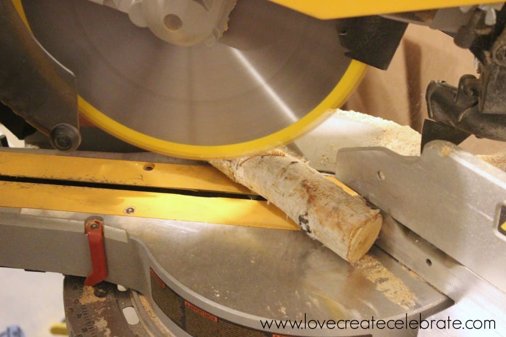 Cut the birch branches with the table saw 