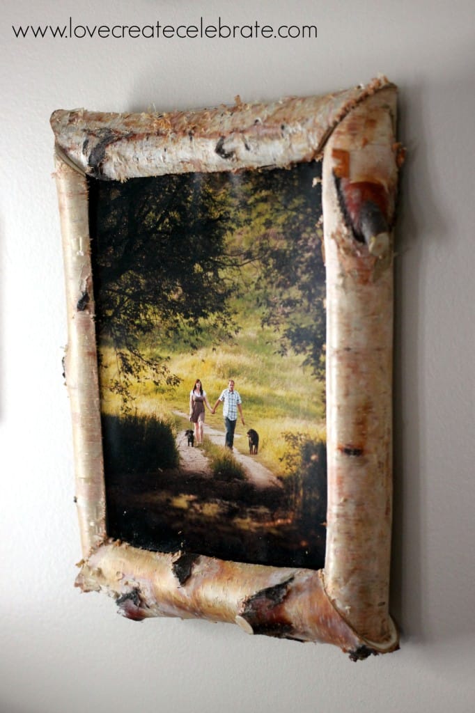 This DIY birch wood frame adds a touch of rustic decor to your home
