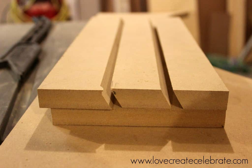 Cut pieces of MDF for the back of the peg board