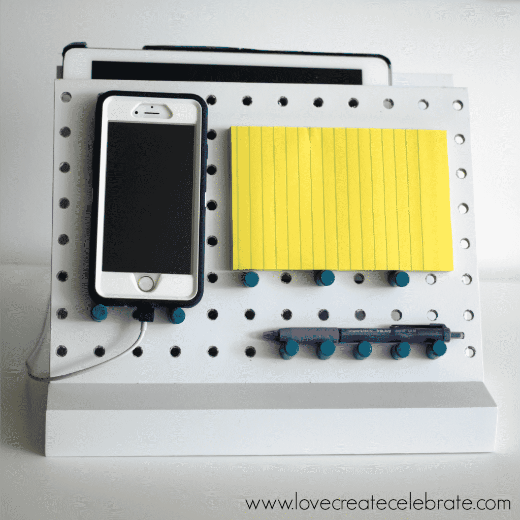 This peg board desk organizer is the perfect fun organizer for your desk space