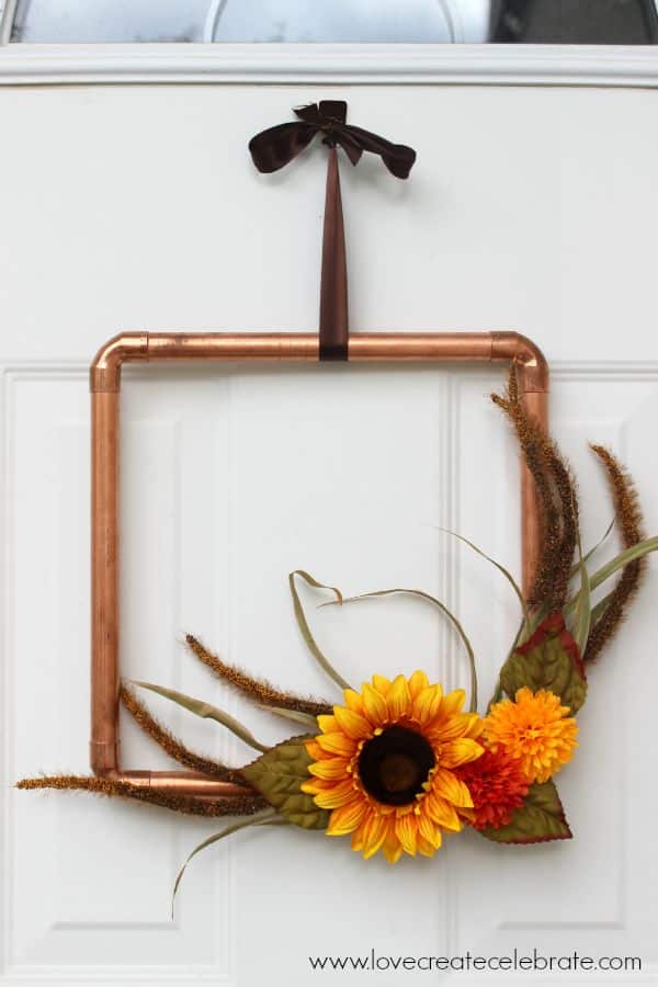 DIY copper pipe fall wreath.