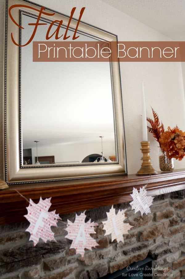 Fall printable banner with seasonal word art