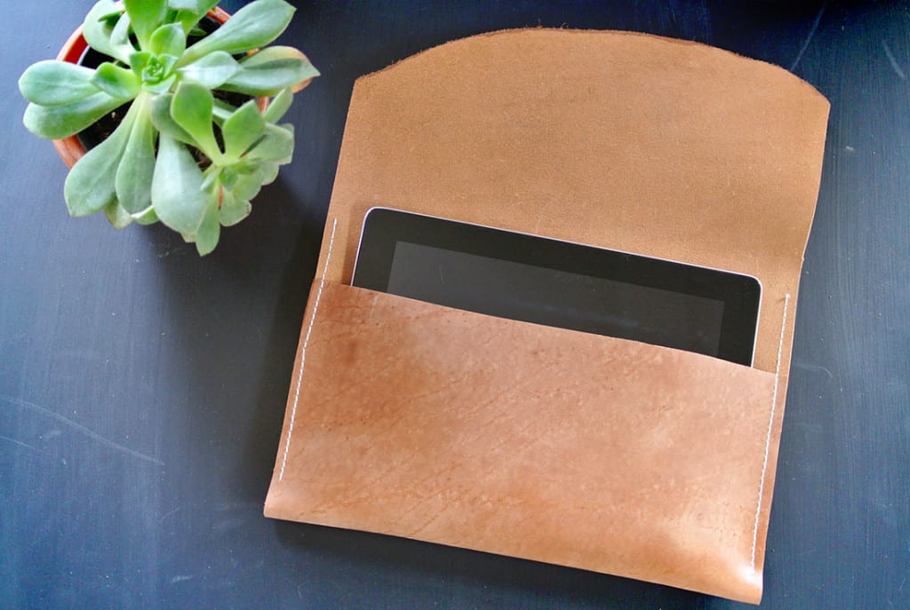 This leather iPad case is simple and handy. 