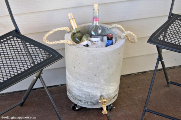 This concrete drink cooler is a quirky decor piece and perfect for an outside area.
