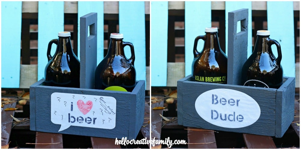 These DIY growler carriers are customizable with any saying and great for storing beer.