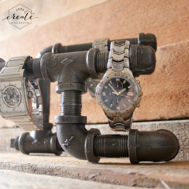 Why not try gifting this industrial pipe watch holder to the man in your life.