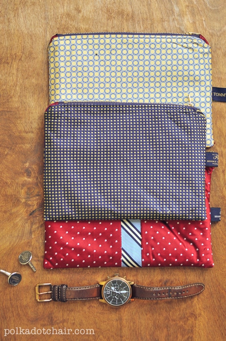 These necktie zipper pouches make great gifts for the men in your life. 
