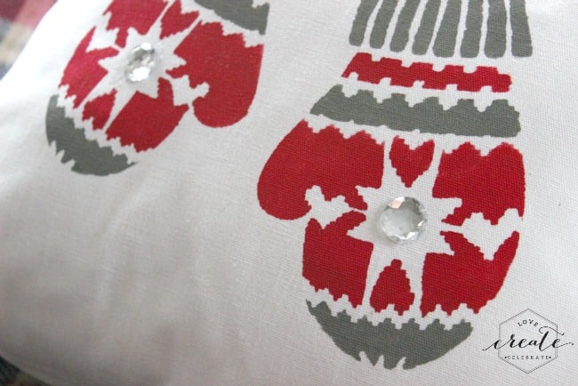 Completed stenciled Christmas pillow