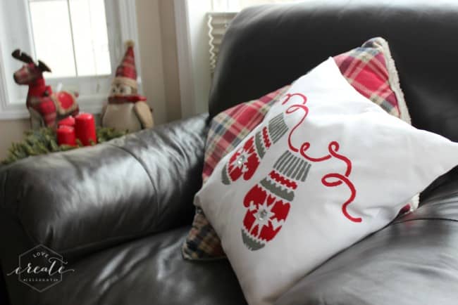 Stenciled Christmas pillow finished
