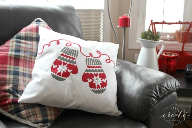 Stenciled Christmas pillow stencil done