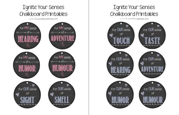 five senses gift Chalkboard Printables