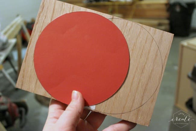 Create the center of your sunburst mirror from a piece of wood