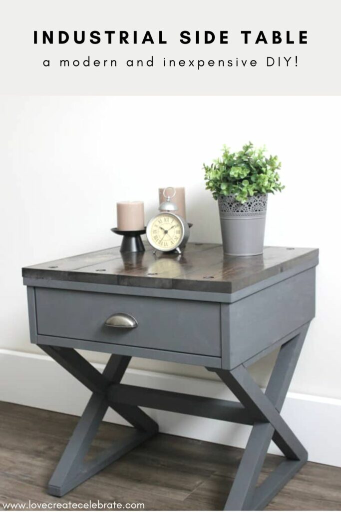 Industrial Side Table with text overlay