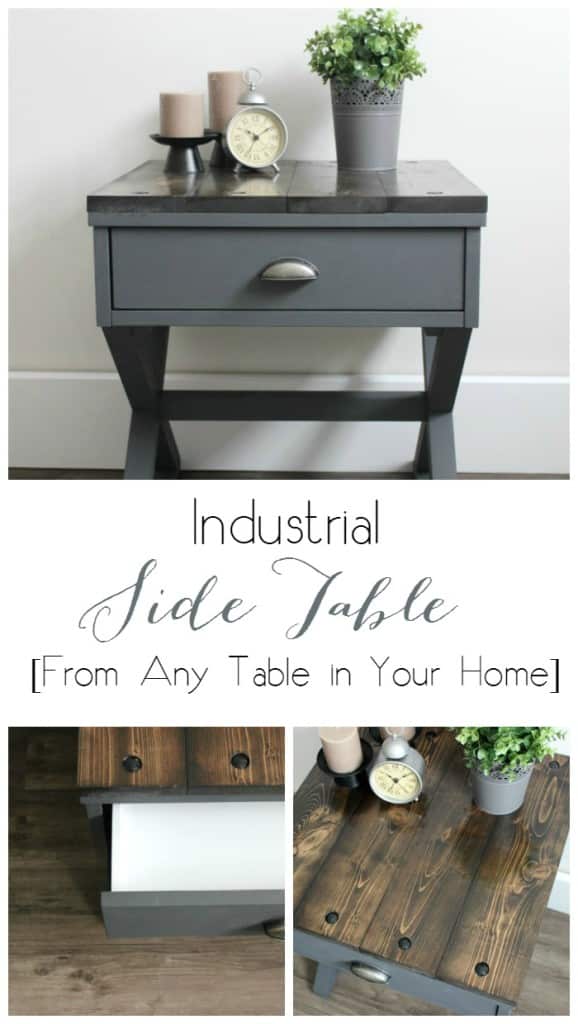 Industrial Side Table with text overlay