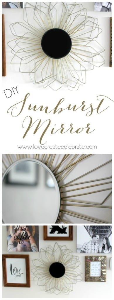 Anthropologie Inspired DIY Sunburst Mirror made with recycled wire coat hangers