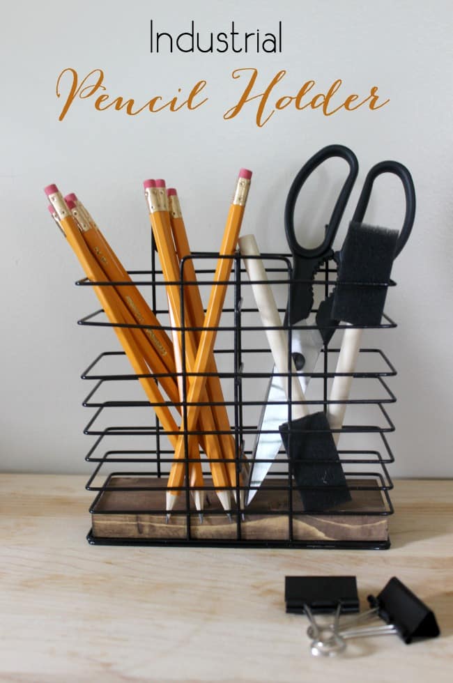 Perfect desk organization idea! Love the rustic industrial vibe. Perfect for my office, or my teen going off to college!