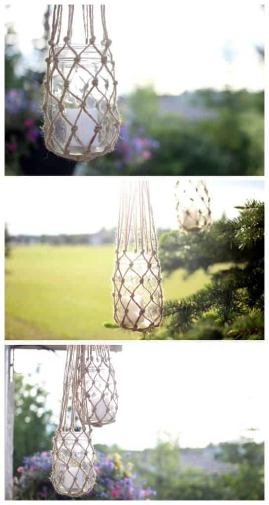 The perfect DIY outdoor decor for a summer party on the patio! All you need is jute string and mason jars! 