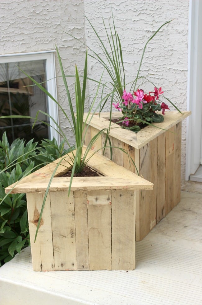 Image of 2 triangle pallet planters 
