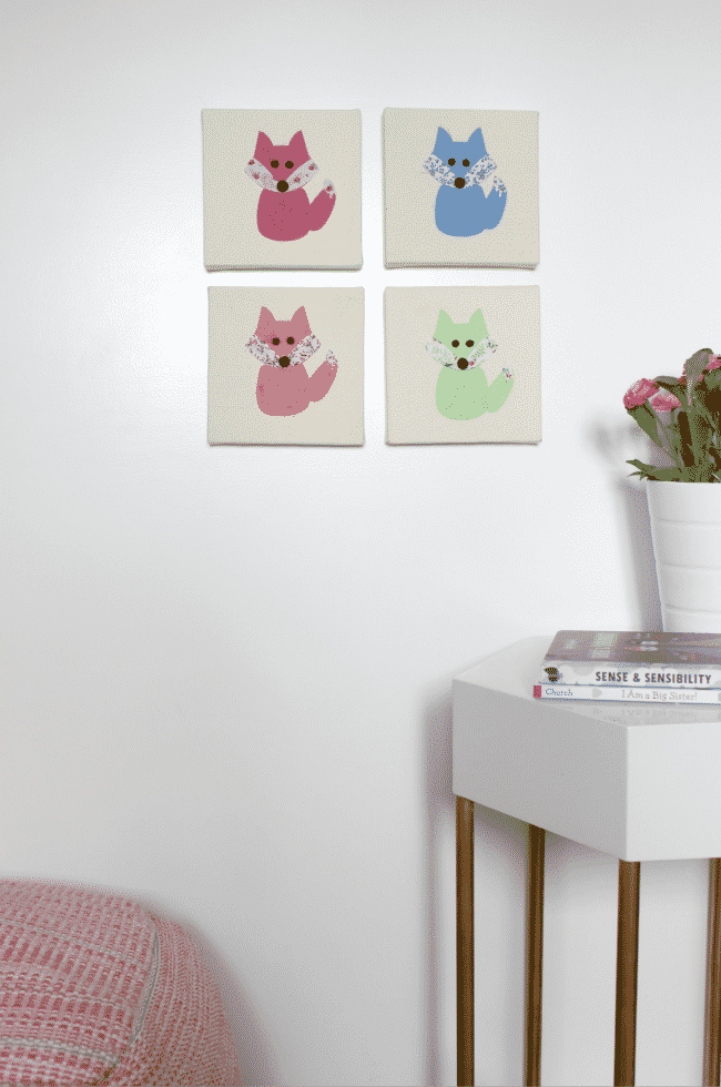 Perfect art for a little girl's bedroom. These foxes are adorable!