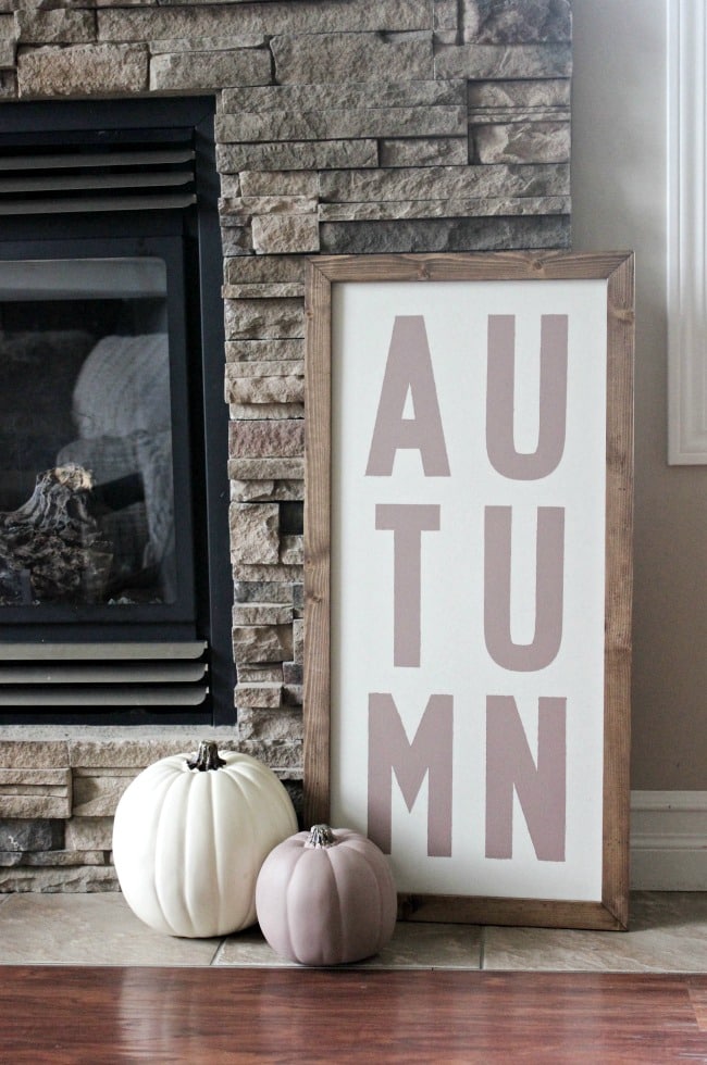 Fall-themed decorations of varying sized and heights add interest