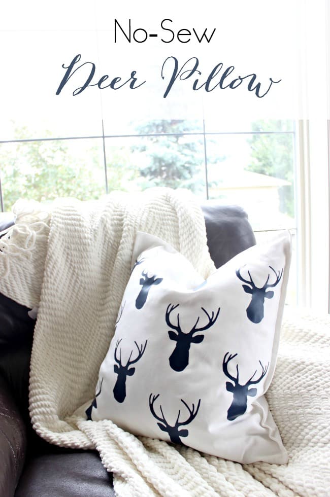 I LOVE this DIY pillow idea! Perfect transition throw pillow for fall and winter! It would make great cottage or cabin decor too! 