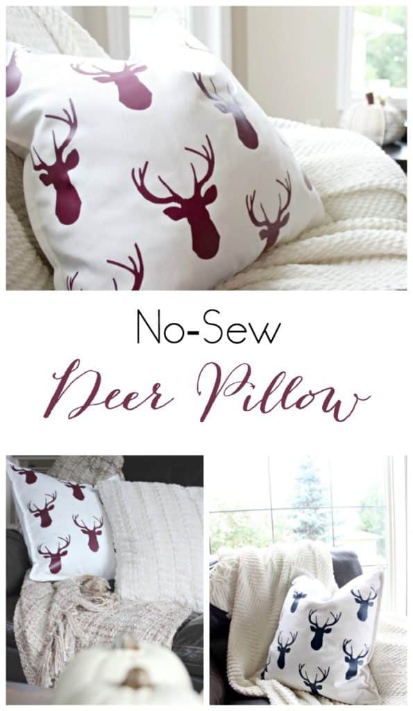 I LOVE this DIY pillow idea! Perfect transition throw pillow for fall and winter! It would make great cottage or cabin decor too!