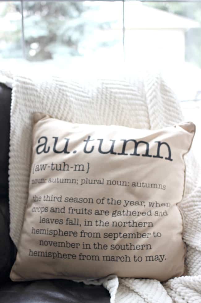Fun, autumn pillows really add to the custom home decor