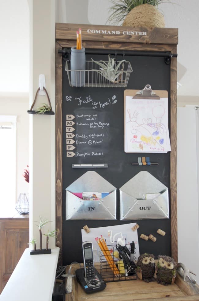 A wooden chalkboard is a great place to draw some fall-themed images 