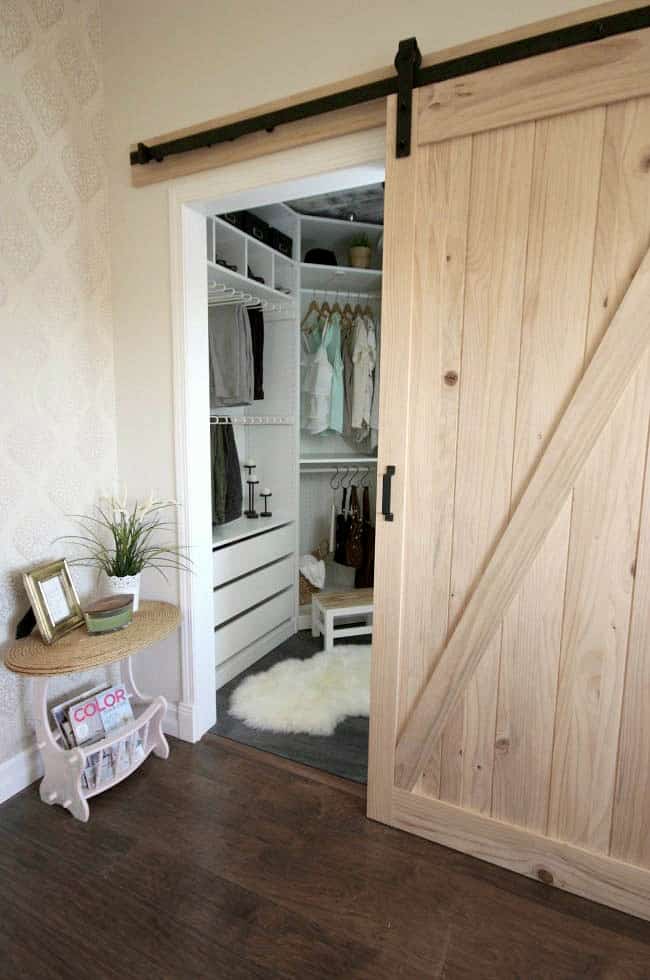 This barn door looks great and was easy to install for our dream closet.