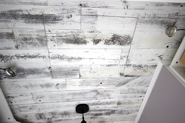 This weathered wood ceiling makes a huge statement in any room 