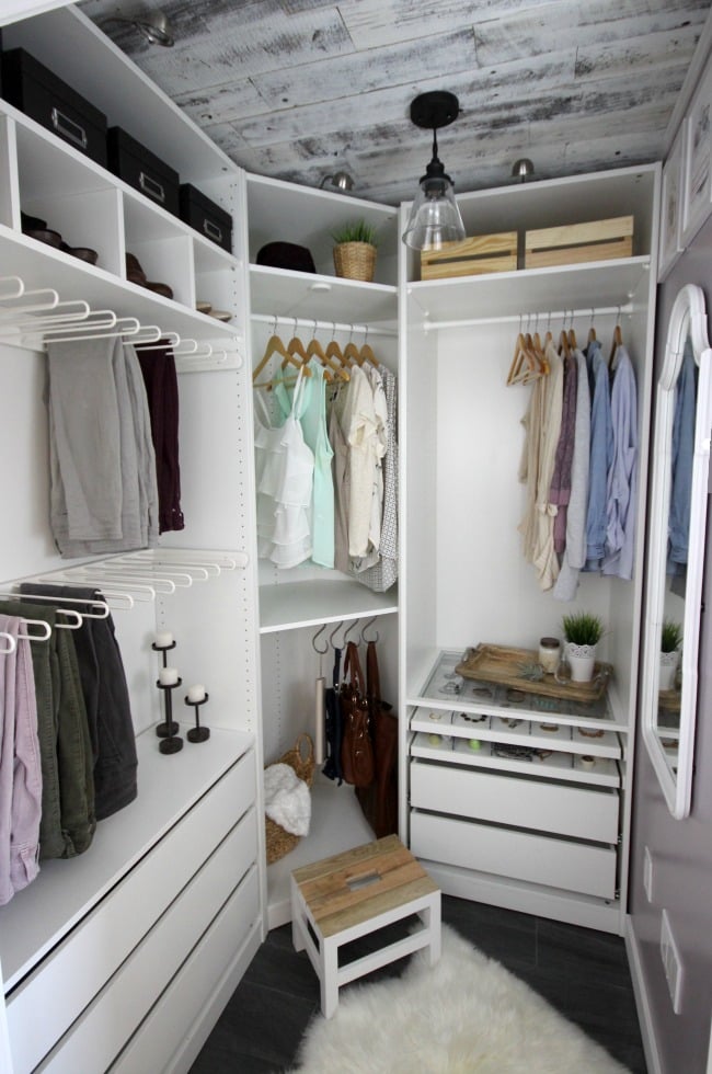 There are many awesome lighting elements as part of this dream closet makeover.