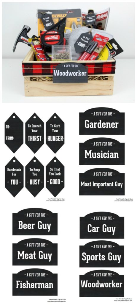 Instead of gift baskets, why not opt for the more manly Gift Crates for guys?! The perfect crate for any guy on your list, and free printables to label everything!