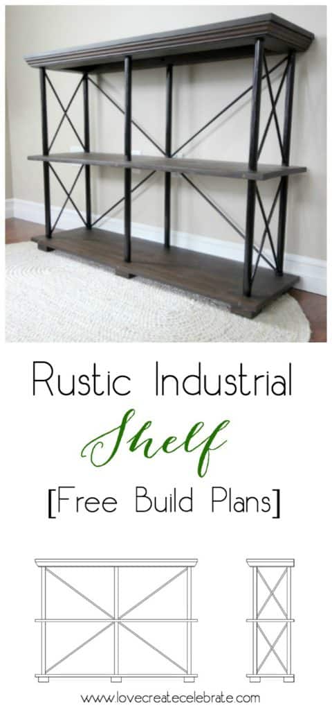 Rustic Industrial Shelf and build plan collage with text overlay