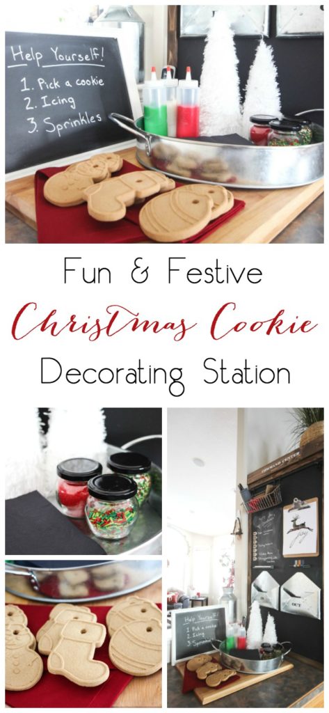 It only takes a few minutes to set up the perfect cookie decorating station! Kids, babysitters, family and friends will ALL love visiting your place this Christmas :) 