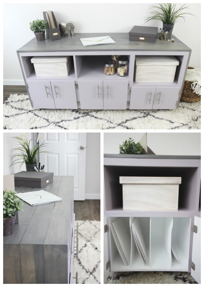 Organize your office or craft space with a beautiful sideboard makeover! "You Look Mauve-lous" is the Beauti-Tone colour of the year and looks gorgeous in the furniture flip! #BeautiTone