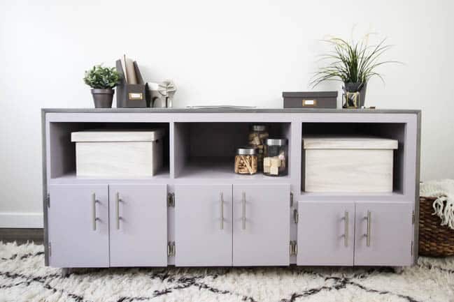 Organize your office or craft space with a beautiful sideboard makeover! "You Look Mauve-lous" is the Beauti-Tone colour of the year and looks gorgeous in the furniture flip!