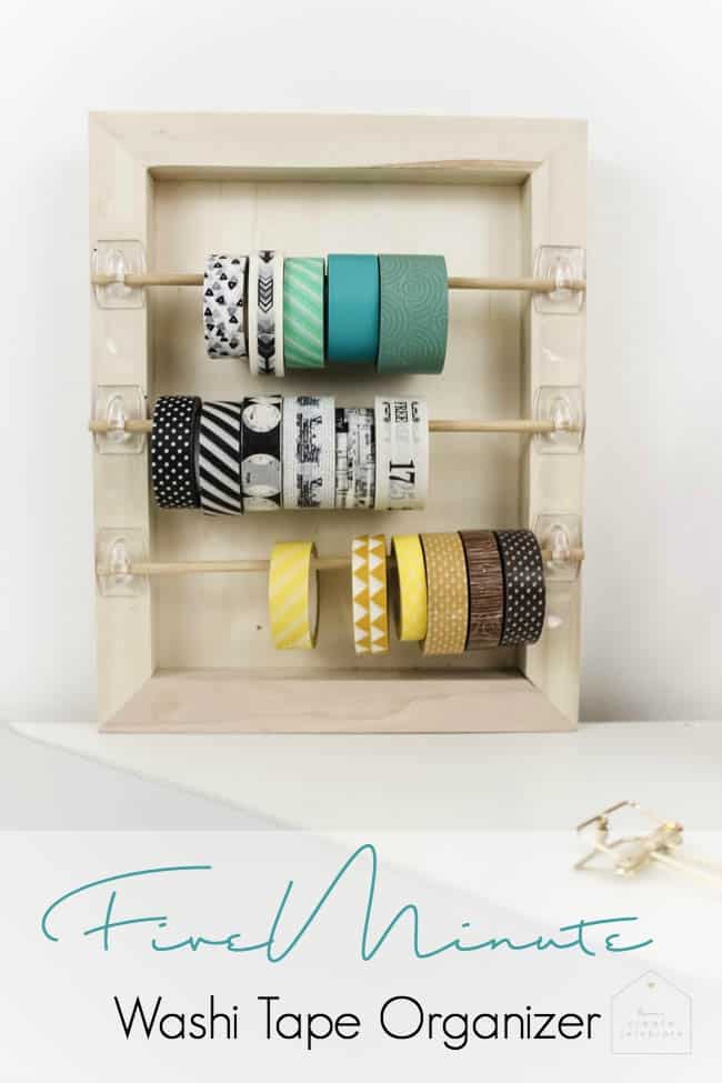 Organize your craft space with this simple DIY that will take you less than 5 minutes! Great for washi tape, ribbon, twine, etc. and PERFECT for any craft space!