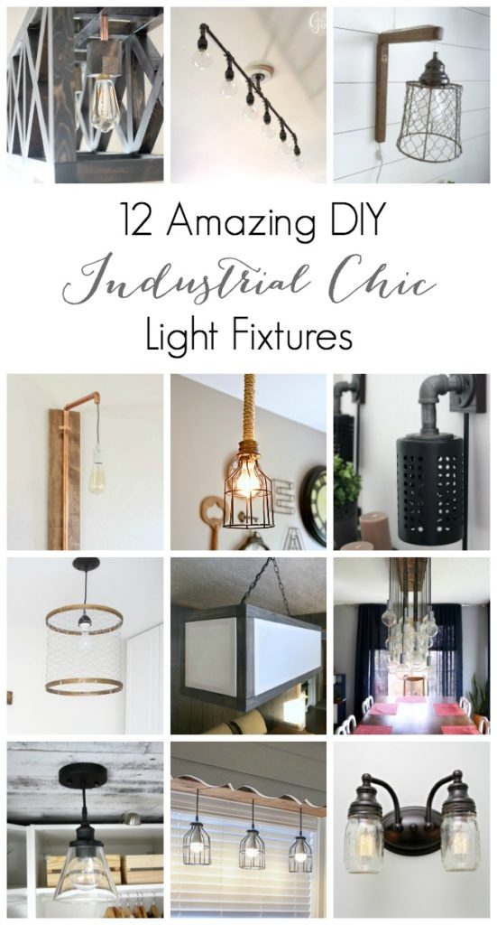 An inspiring collection of DIY Industrial Chic Light Fixtures! There's something for every room in the house! LOVE these lighting ideas!