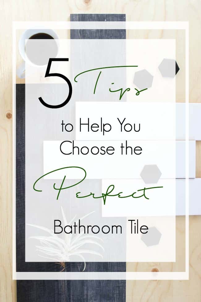 5 great tips to help you choose the perfect bathroom tiles! Great design tips for any bathroom renovation! Long subway tiles, wood grain tile, and black hexagon will make for an amazing combination here! 