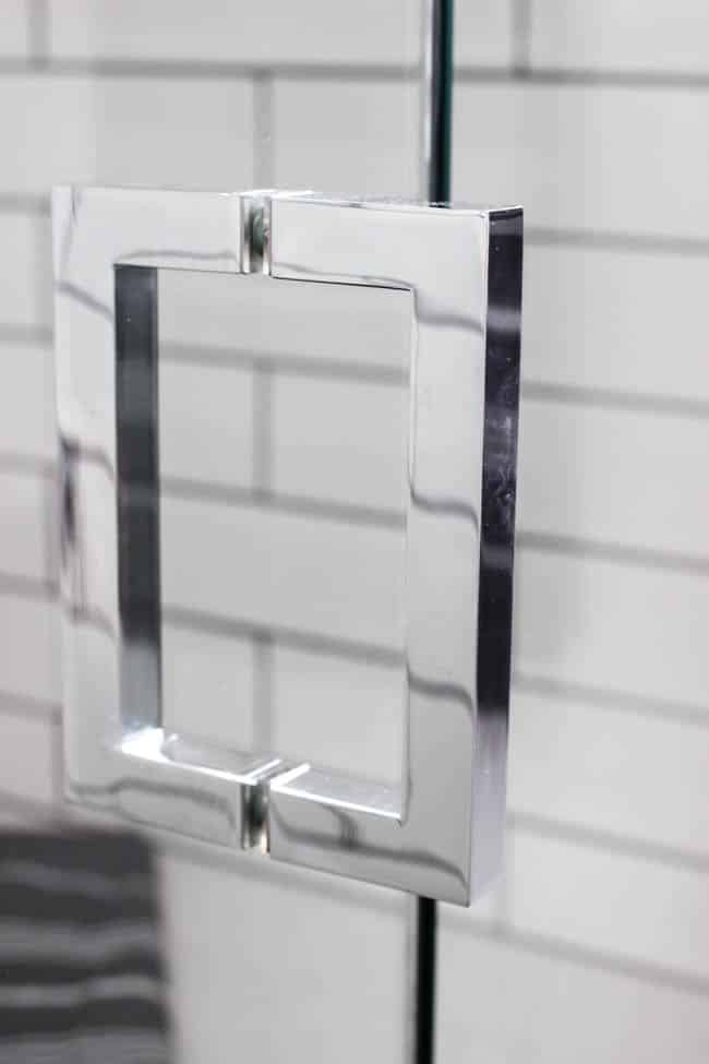 Here is a close-up of the chrome shower door handles!