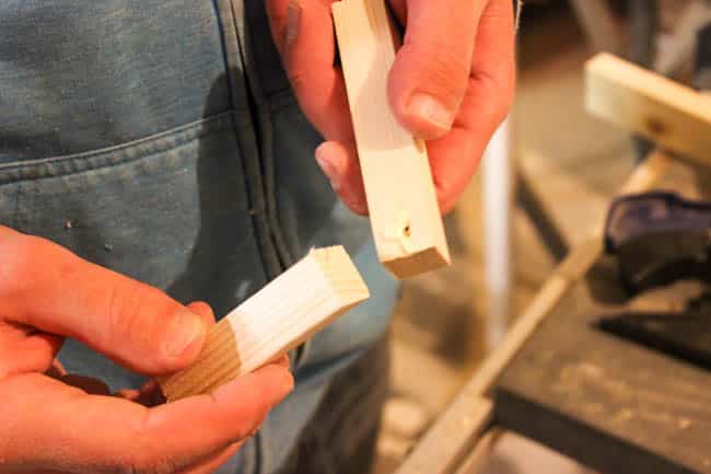 gluing the wooden joints secure
