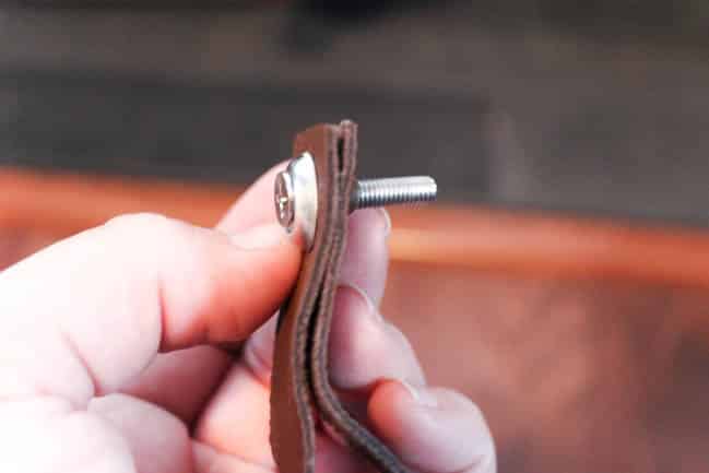 Simple custom leather pulls for your dresser, cabinets, or doors. A simple DIY can make a huge difference in to your decor. The perfect addition to our bedroom!